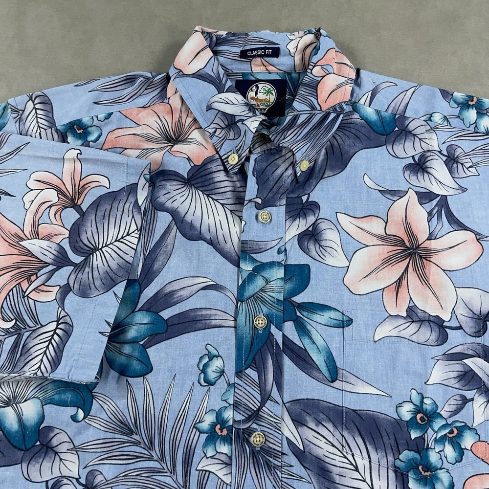 Reyn‎ Spooner Hawaiian Shirt Mens Medium Short Sleeve Classic Fit Reverse Print